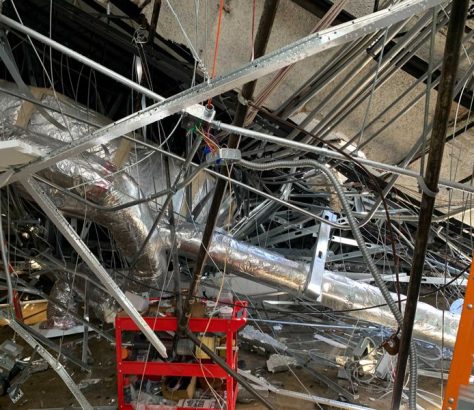 Roof collapse at Rickards Middle School Library
