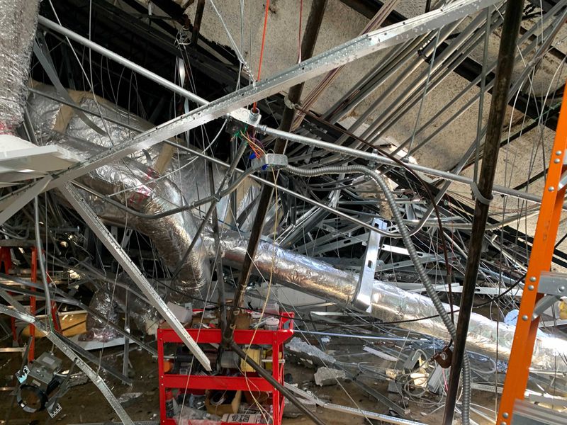 Roof collapse at Rickards Middle School Library