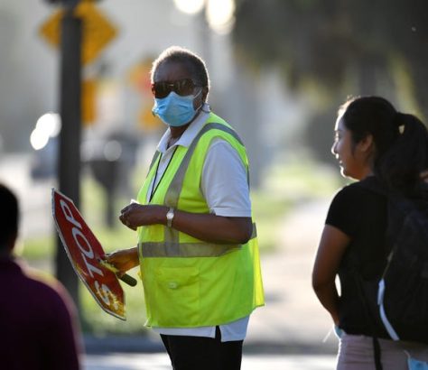 Crossing guard Deborah Reaves at Beneva and Wilkinson roads in Sarasota County Schools.