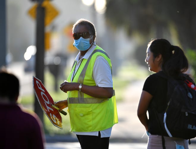 Crossing guard Deborah Reaves at Beneva and Wilkinson roads in Sarasota County Schools.