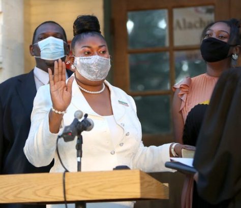 Alachua School Board member Diyonne McGraw swearing