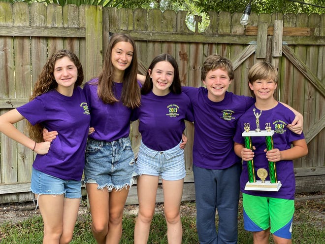 Members of the Odissey of the Mind St. Paul team include Alexandria Mitsis (from left), Isabella Hovan, Evie M'Ree Moore, Ryan Ley and Henry Baranek.