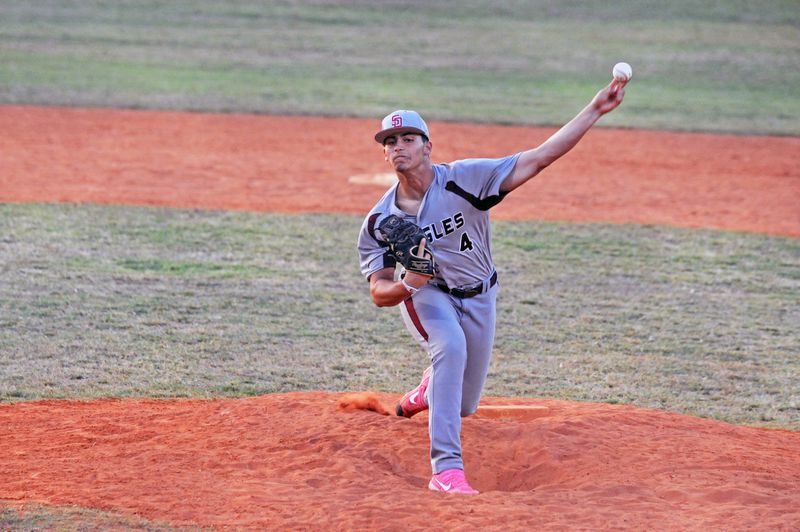 Stoneman Douglas junior Christian Arroyo delivers a pitch in a game this season. He led the team on the mound with a 9-0 record and delivered in the state championship game to help the Eagles to its second state championship in six years.
